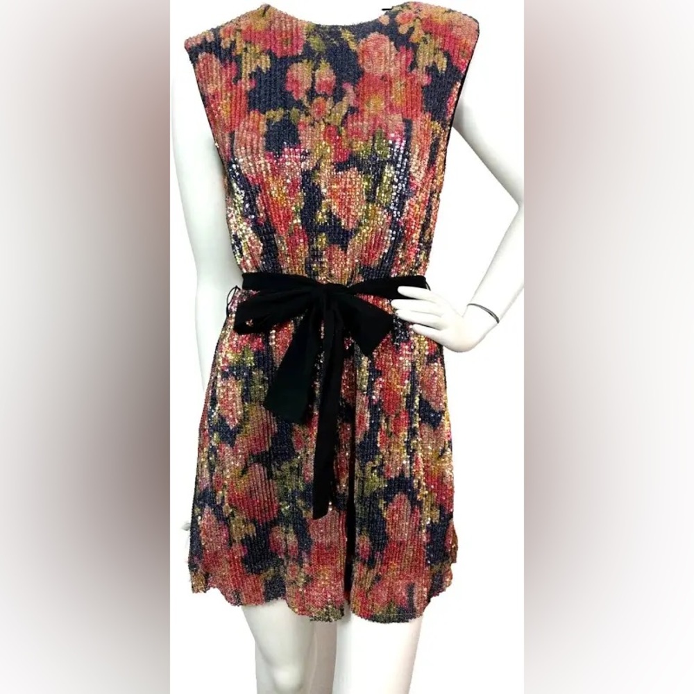 NWT Zara multicolor/rainbow sequin floral dress